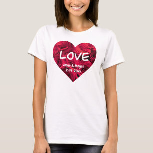 Camiseta Rosas rojas románticas Corazón de San Valentín, mo