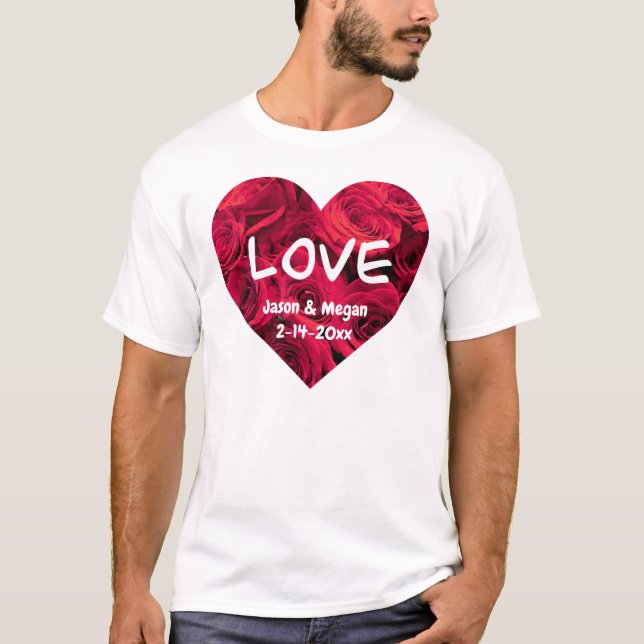 Camiseta Rosas rojas románticas en el corazón de San Valent (Anverso)
