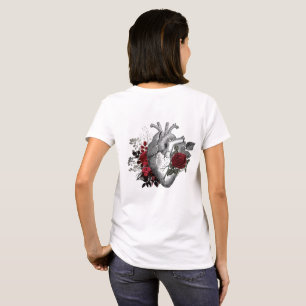 Camiseta Rosas rojas sanguíneas con corazón vintage
