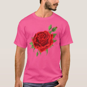 Camiseta Rosas Rojas Únicas Para Mujeres Flor De Rosas Roja