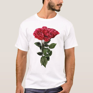 Camiseta Rosas rojas y hojas