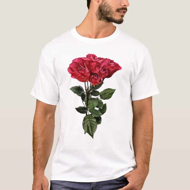 Camiseta Rosas rojas y hojas (Anverso)
