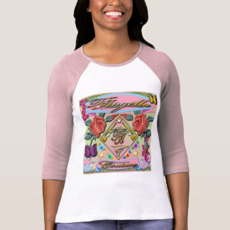 Camiseta Rosas rojos, mariposas, flores 3/4 raglán de la