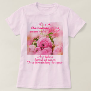 Camiseta Rosas románticos EE.UU. 50 estados mujeres patriót