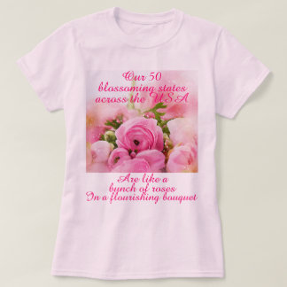 Camiseta Rosas románticos EE.UU. 50 estados mujeres patriót