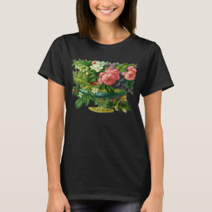Camiseta Rosas rosadas florales vintage, jarrón de flores