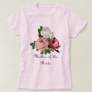Camiseta Rosas Rosadas Vintage Flor de la Madre de la Novia