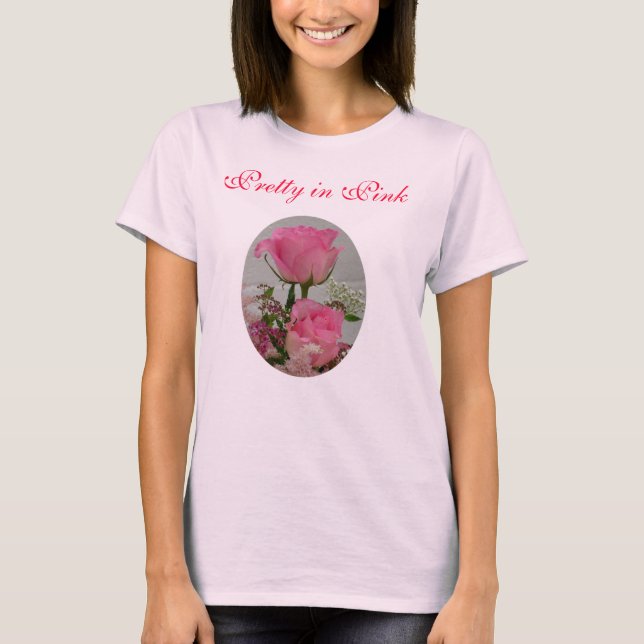 Camiseta Rosas rosados, bonito en rosa (Anverso)