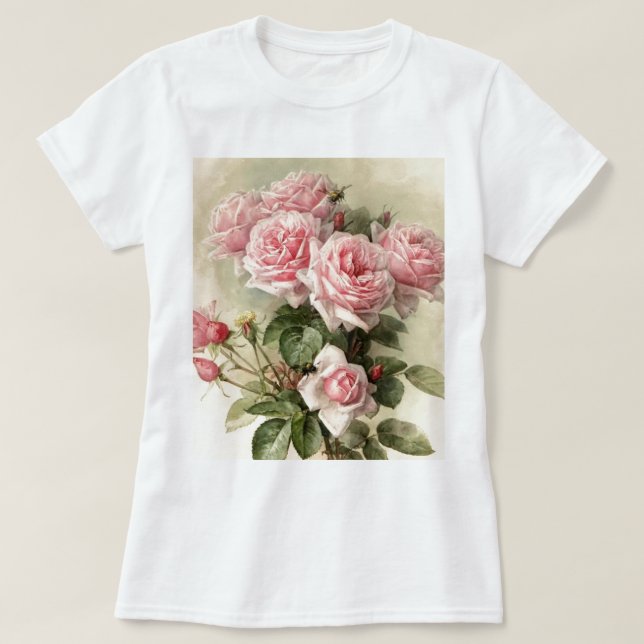 Camiseta Rosas rosados elegantes lamentables del Victorian (Diseño del anverso)
