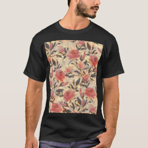 Camiseta Rosas salvajes de primavera: patrón de acuarela.
