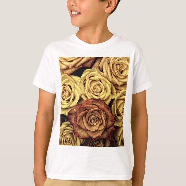 Camiseta Rosas Sepia Tintados (Anverso)