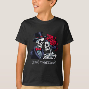 Camiseta Rosas Skeleton Bride Y Groom Skeleton Halloween