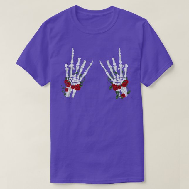 Camiseta Rosas Skeleton Rock On Rockstar  (Diseño del anverso)