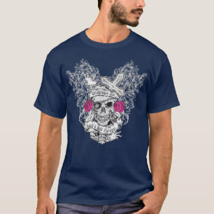 Camiseta Rosas Skeleton Skull Cruzan Huesos - Rock And Roll