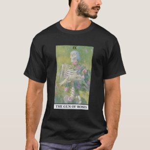 Camiseta Rosas Skeleton Tarot Card Flor Aesthe Gótica