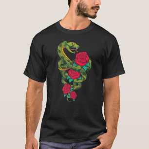 Camiseta Rosas Snake Reptile Animal Floral Snake