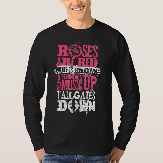 Camiseta Rosas son barro rojo es música de país marrón arri (Anverso)