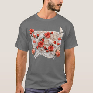 Camiseta Rosas tridimensionales y chica de aves
