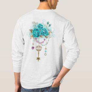 Camiseta Rosas turquesas con llaves