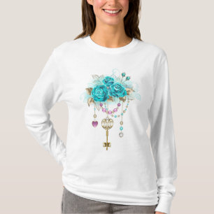 Camiseta Rosas turquesas con llaves