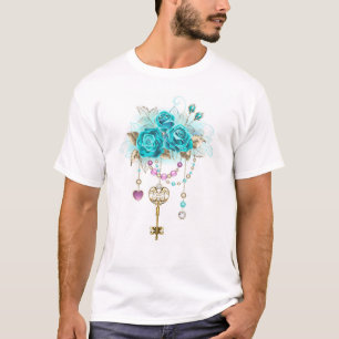 Camiseta Rosas turquesas con llaves