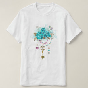 Camiseta Rosas turquesas con llaves
