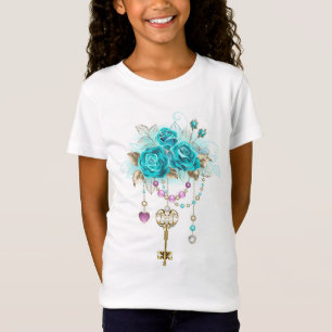 Camiseta Rosas turquesas con llaves