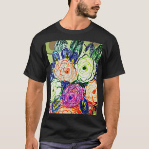 Camiseta Rosas verdes, perpules y Naranjas