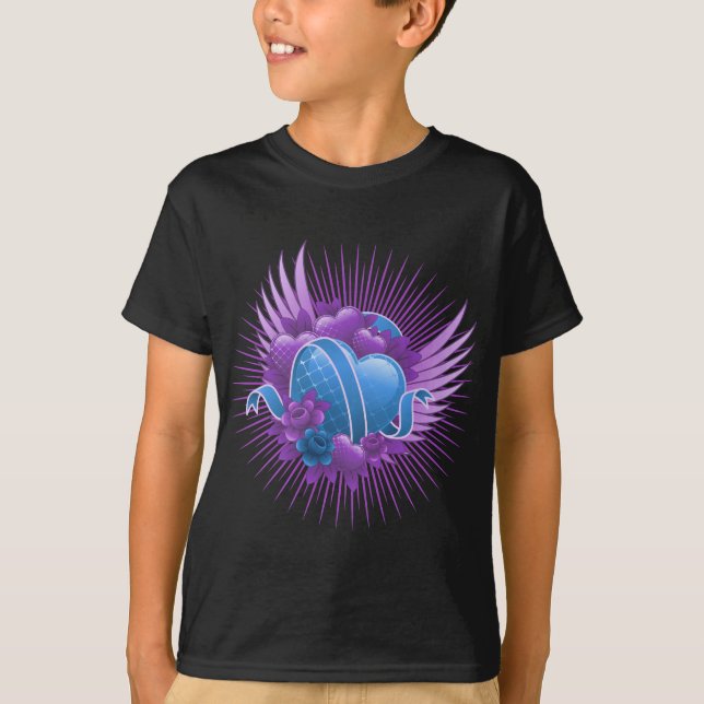 Camiseta Rosas y alas del corazón azul (Anverso)