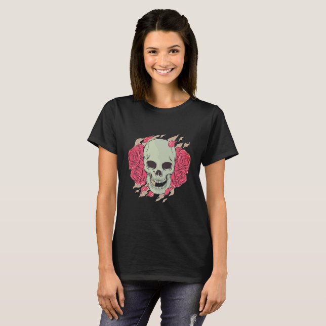 Camiseta Rosas Y Calavera (Anverso completo)