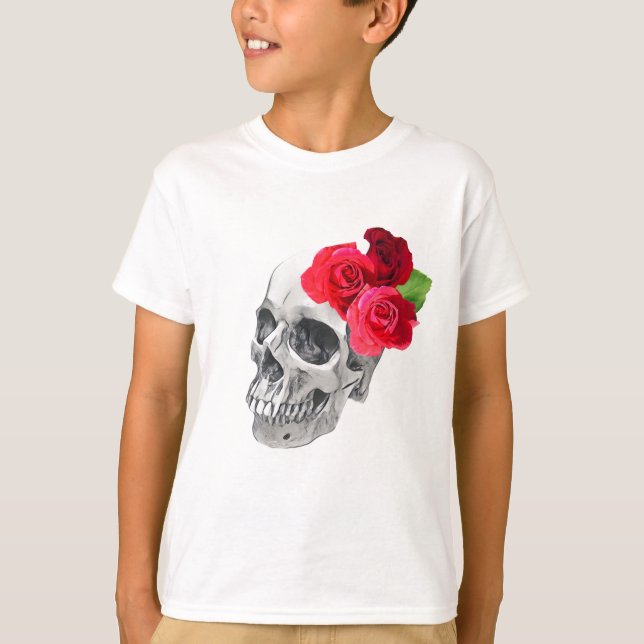 Camiseta Rosas y cráneo (Anverso)