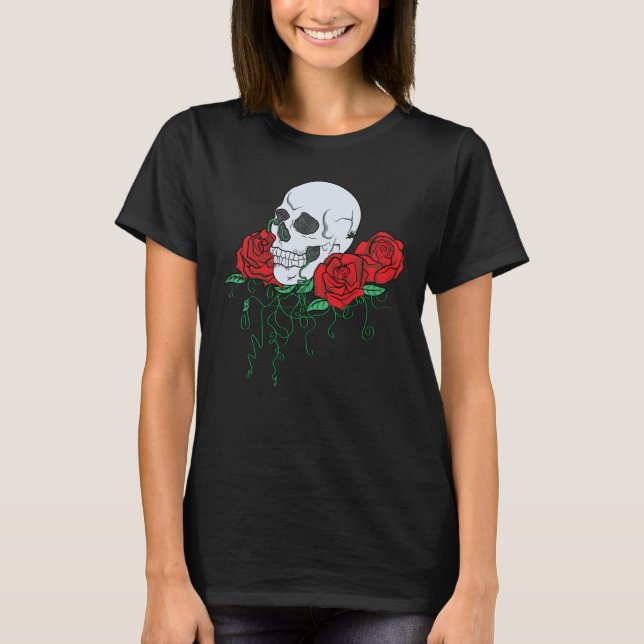 Camiseta Rosas y cráneo (Anverso)