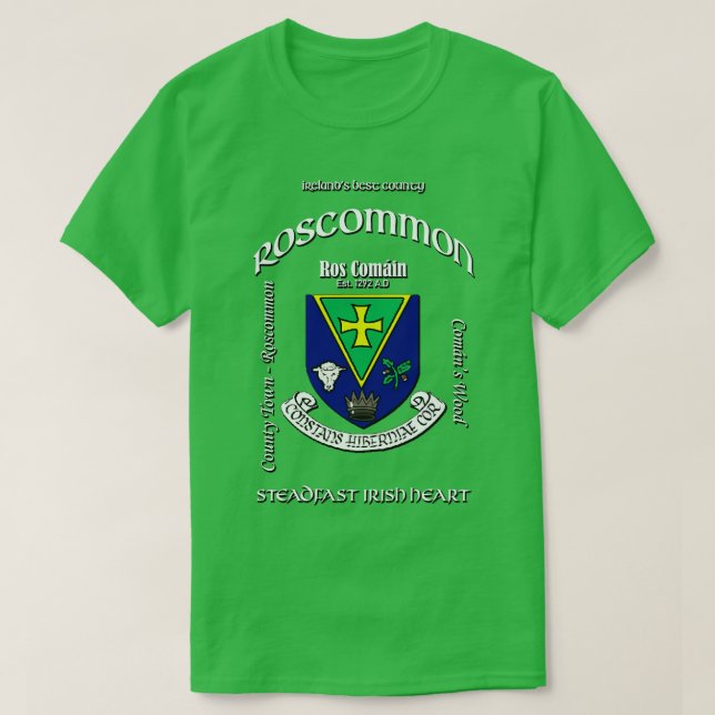 Camiseta Roscommon Ireland Escudo de Escudo de Armas de Irl (Diseño del anverso)