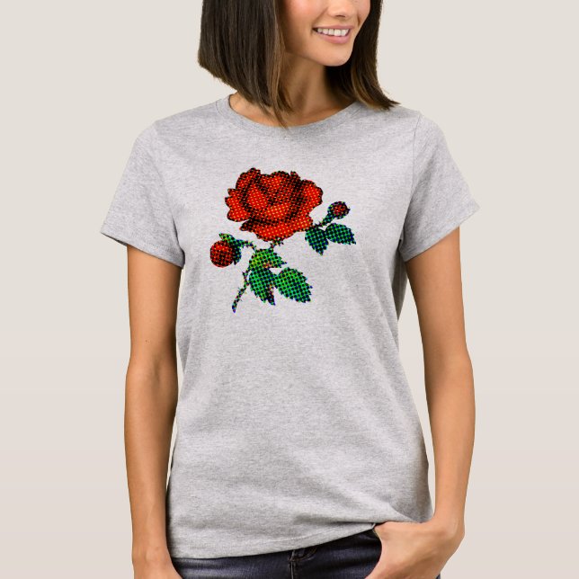 Camiseta Rose Bloom Halftone Fine Art (Anverso)
