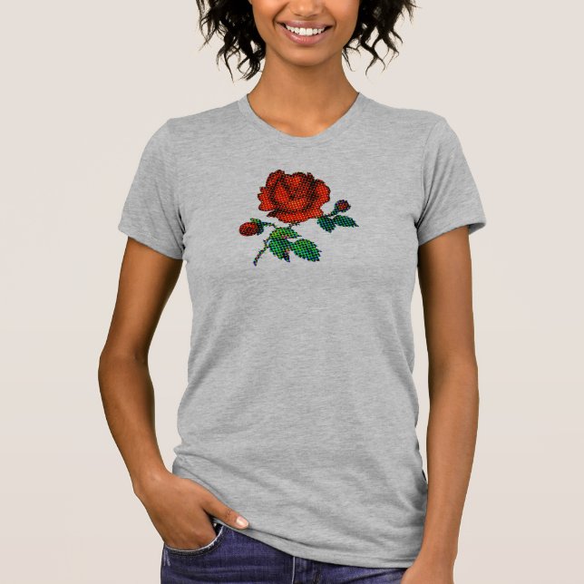 Camiseta Rose Bloom Halftone Fine Art (Anverso)