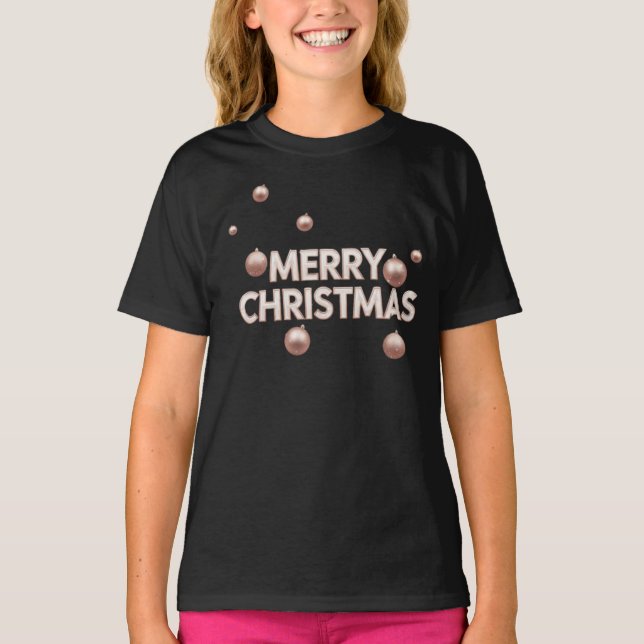 Camiseta Rose Gold Merry Christmas - Holiday Design (Anverso)