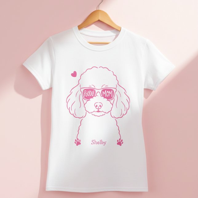 Camiseta Rose Pink Poodle Tee | Personalized Dog Mom Gift (Subido por el creador)