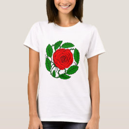 Camiseta Rose Red T-Shirt for Women. Long-Sleeved