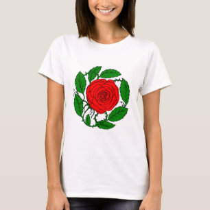 Camiseta Rose Red T-Shirt for Women. Long-Sleeved