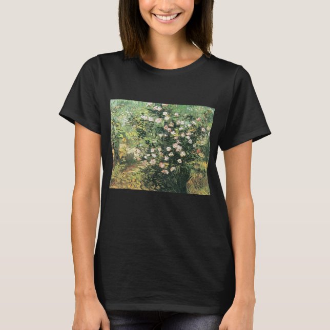 Camiseta Rosebush en flor por Vincent van Gogh (Anverso)
