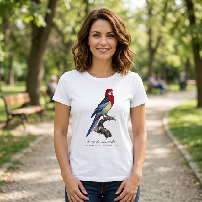 Camiseta Rosella oriental o perico Platycercus eximius (Eastern rosella or Platycercus eximius parakeet. Women Basic White T-Shirt)