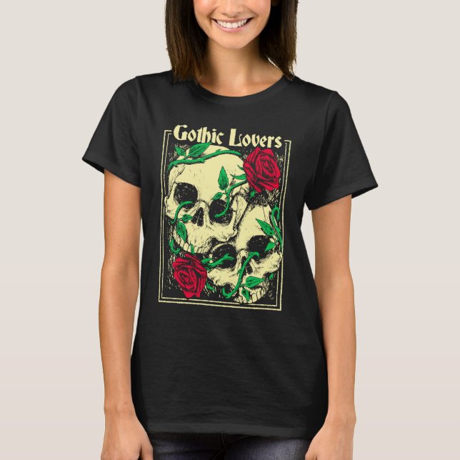 Camiseta Roses Gruft Goth Cult Love Skull (Anverso)