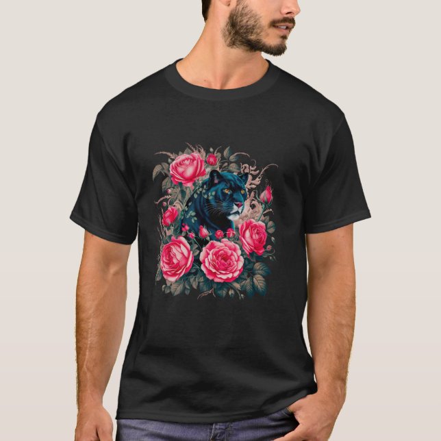 Camiseta Roses Rojas Rojas Rojas Rojas Florales Pantera Col (Anverso)