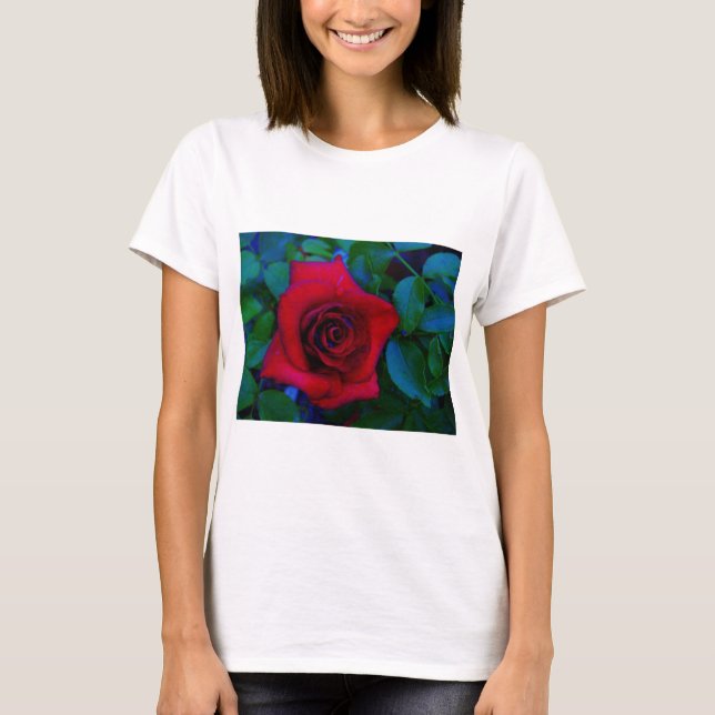 Camiseta Roses rojos con tonos azules (Anverso)