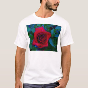 Camiseta Roses rojos con tonos azules