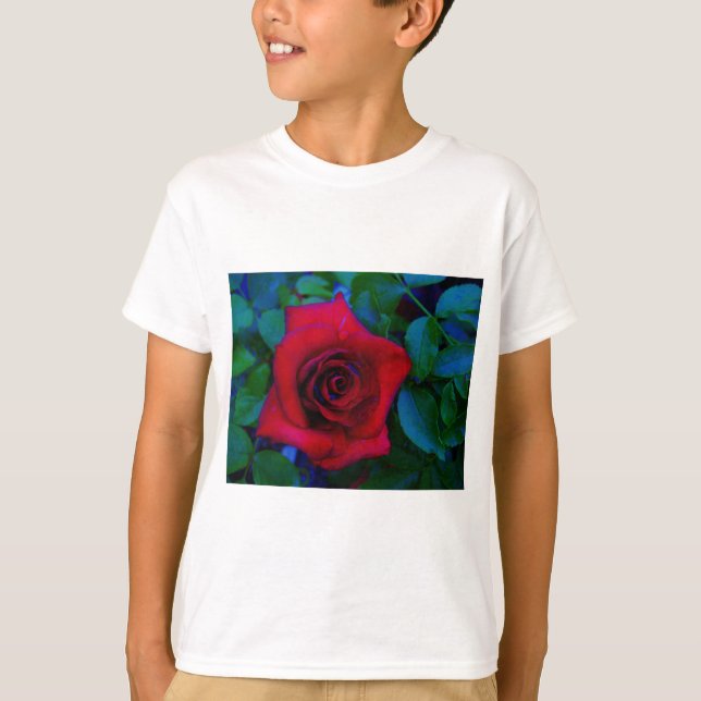 Camiseta Roses rojos con tonos azules (Anverso)