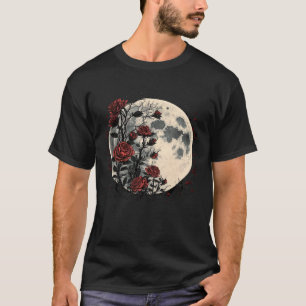Camiseta Roses Rojos de la Luna Flores Botánico Floral Jard