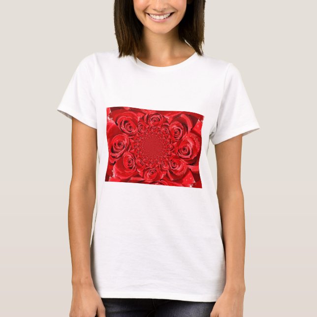 Camiseta Roses Rojos Kaleidoscope: Feliz arte de San Valent (Anverso)