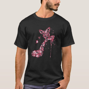Camiseta Roses rosados Vintage Mariposa de tacón alto de fl