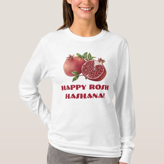 Camiseta Rosh Hashana Judía Año Nuevo Camisas granadas (Anverso)